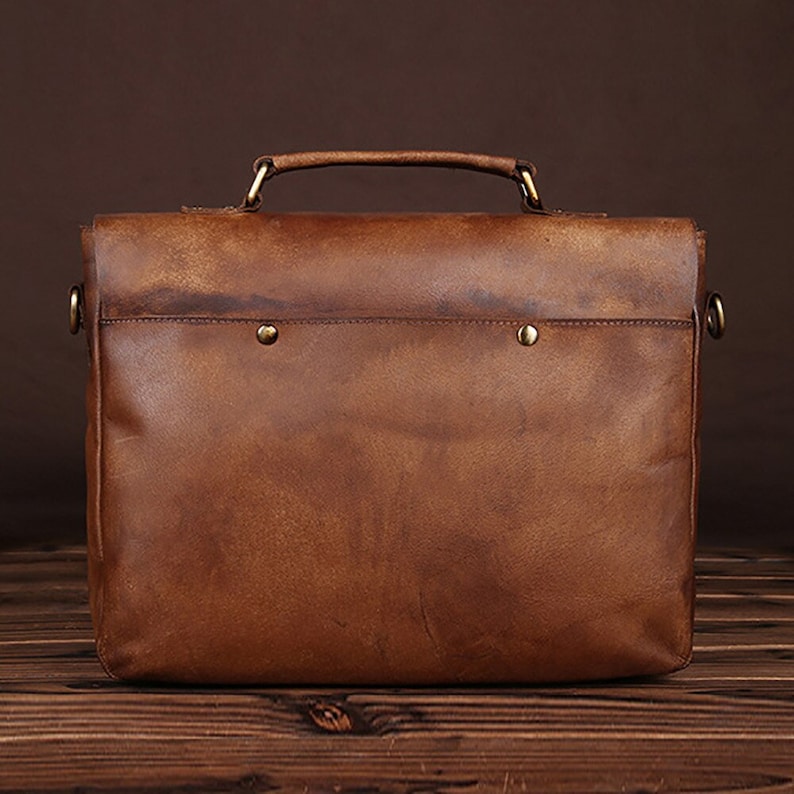 New Vintage Men Briefcase Best Favorite Cowhide Leather Office Computer Laptop iPad Protective Bag Handbag Laptop Tote Bag Fashion Business