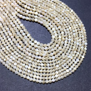 Perle di madreperla, pietra preziosa naturale sfaccettata rotonda piccola pietra di energia sciolta per braccialetto collana fai da te gioielli facendo 2mm 3mm 4mm, 15 "