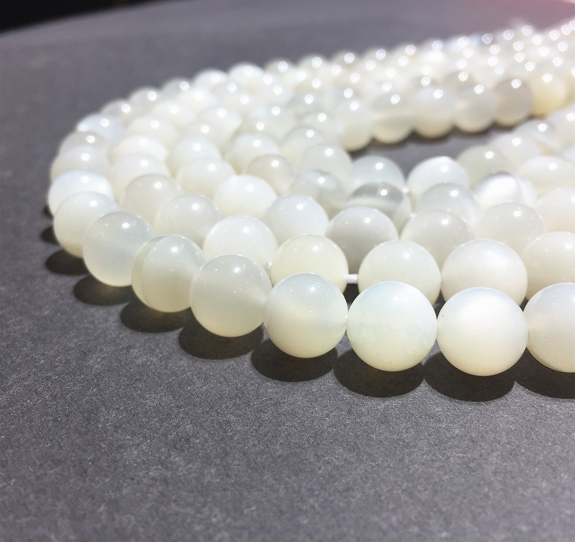 Natural White Moonstone Beads Round Center Drilled Healing Etsy