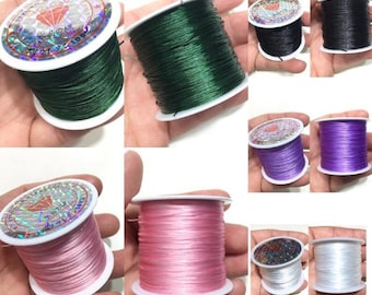Assorted Elastic Cord, Multi Color Crystal Stretchy String Thread Spool for Bracelet DIY Jewelry Making Accessory 0.8mm, 50meters 1 roll