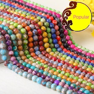 4mm 6mm 8mm 10mm 12mm Natural Galaxy Sea Sediment Imperial Jasper Beads for Bracelet Necklace Diy Jewelry Making Gemstone Spacer Bead 15inch