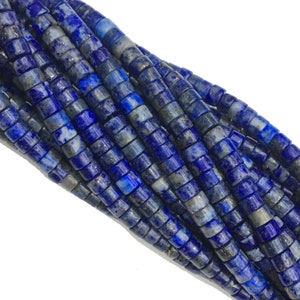 Collier Lapis-Lazuli Heishi 4mm – Chaîne 1-3-5 Cordes, Pierres Naturelles D'Afghanistan