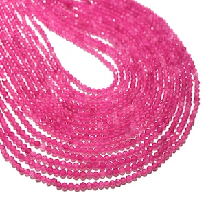 Perline di giada rosa naturale, gemma curativa sfaccettata piccola centrale forata, distanziatore per collana bracciale creazione di gioielli fai da te 15"Long Strand
