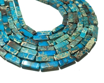 4x13.5mm Natural Blue Sea Sediment Imperial Jasper Beads Tube Shape for Bracelet Necklace Diy Jewelry Making Gemstone Spacer Bead 15inch