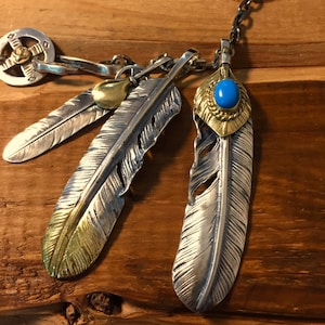 Goro Takahashi of Japan Feather Necklace Oxydic S925 Sterling Silver Necklace 25.6 Inches long Chain Amekaji Style for Man Women Gift