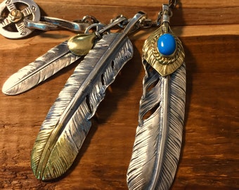 Goro Takahashi of Japan Feather Necklace Oxydic S925 Sterling Silver Necklace 25.6 Inches long Chain Amekaji Style for Man Women Gift
