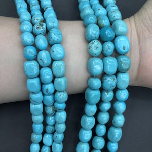 Natürliche blaue Türkis Perlen 7-9mm 10-12mm Glatte unregelmäßig geformte lose Spacer Bead Healing Energie Bead für DIY Schmuckherstellung Design 15,5 &quot;