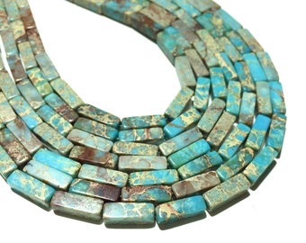 4x13.5mm Natural Blue Sea Sediment Imperial Jasper Beads Tube Shape for Bracelet Necklace Diy Jewelry Making Gemstone Spacer Bead 15inch