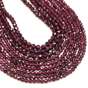 2mm 3mm 4mm Natural Red Garnet Beads Faceted Round Shape for Bracelets Necklace Diy Jewelry Making Gemstone Spacer Beads 15inch Long Strands