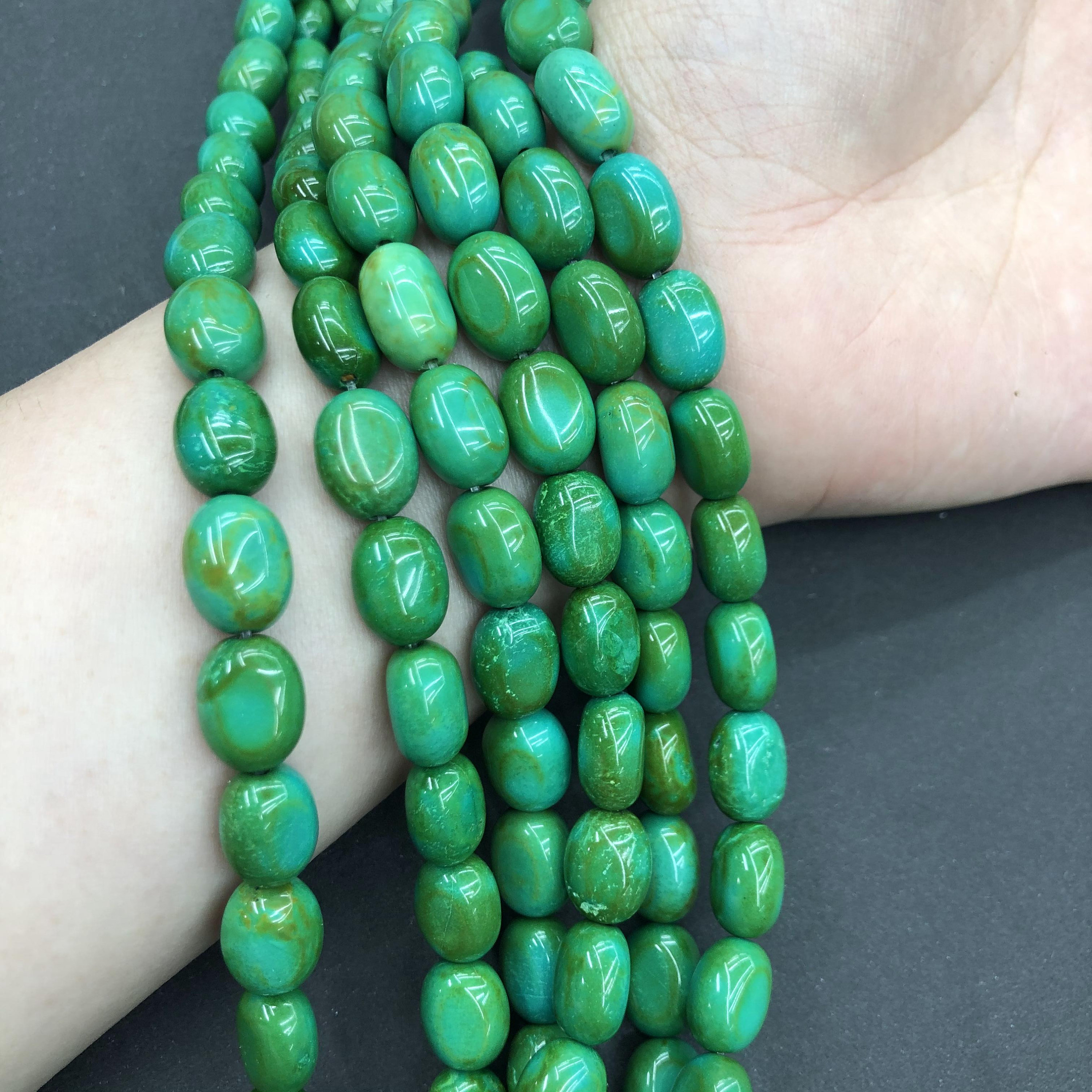 Natural Green Turquoise Beads 10x14mm Smooth Irregular Shaped Loose Spacer Bead Healing Energy Beads for DIY Jewelry Making Design 15.5"