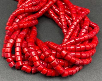 AAA Rote Bambuskorallen Perlen 4x6mm Rondelle Heishi Lose Spacer Perlen Tube Perle Healing Energie für Armband Halskette schmuck machen 15.5"