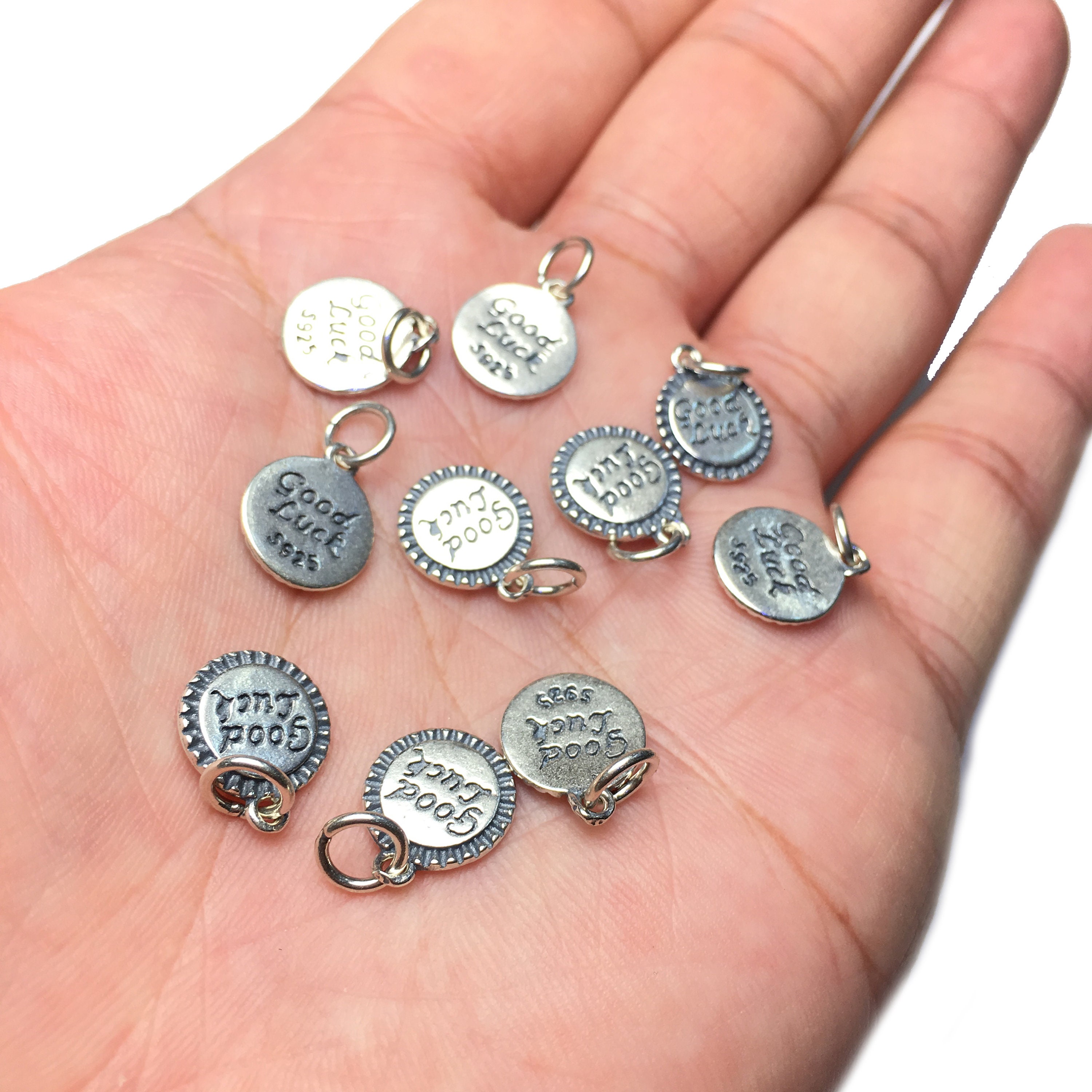 10pcs 10x10mm Sterling Silver Handmade Good Luck Pendant Charm Etsy