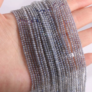 2mm 3mm 4mm Natural Blue Labradorite Beads Smooth Round Bead for Bracelet Necklace Diy Jewelry Making Healing Energy Gemstone Bead 15.5&quot;