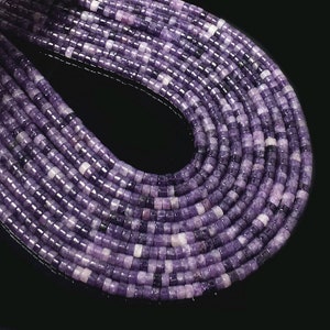 Purple Lepidolite Beads Natural Gemstone Heishi Tyre Loose Spacer Energy Healing Stone for Bracelet Necklace DIY Jewelry Making  2x4mm,15"