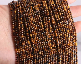 2mm 3mm 4mm Natural Tiger Eye Beads Smooth Round Bead for Bracelet Necklace Diy Jewelry Making Healing Energy Gemstone Bead 15.5"
