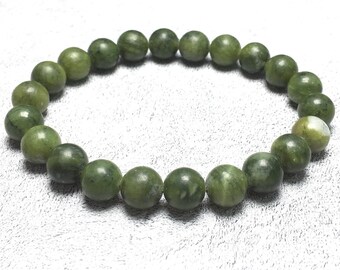 Green Jade Bracelet Natural Gemstone Round Loose Bead Genuine Crystal Energy Healing Stone for DIY Jewelry Making 7.5" 4mm 6mm 8mm 10mm
