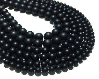 4mm 6mm 8mm 10mm 12mm Matte Black Onyx Beads Stone for Bracelet Necklace Diy Jewelry Making Energy Gemstone Spacer Beads 15inch Long Strands