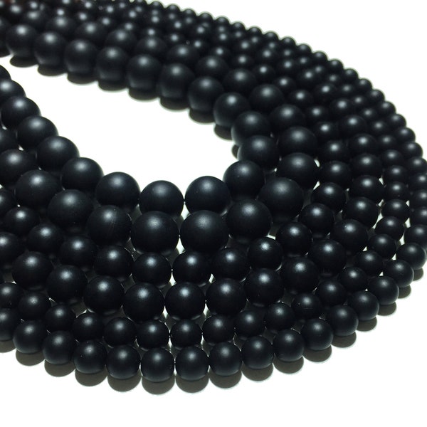4mm 6mm 8mm 10mm 12mm Matte Black Onyx Beads Stone for Bracelet Necklace Diy Jewelry Making Energy Gemstone Spacer Beads 15inch Long Strands