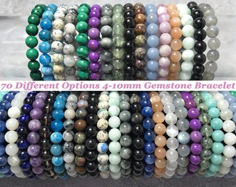 Gemstone Beads Bracelet Natural Round Loose Spacer Genuine Energy Healing Crystal Handmade Stretchy Bracelet for DIY Jewelry Making 7.5"