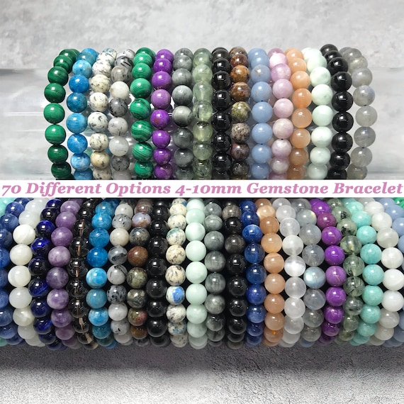 Gemstone Beads Bracelet Natural Round Loose Spacer Genuine Energy