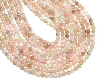 Perles d’opale rose naturel, tour facetté guérison petite pierre précieuse perles lâches pour bracelet collier bricolage bijoux faire conception 15 « Brin complet
