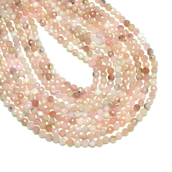 Perles d’opale rose naturel, tour facetté guérison petite pierre précieuse perles lâches pour bracelet collier bricolage bijoux faire conception 15 « Brin complet