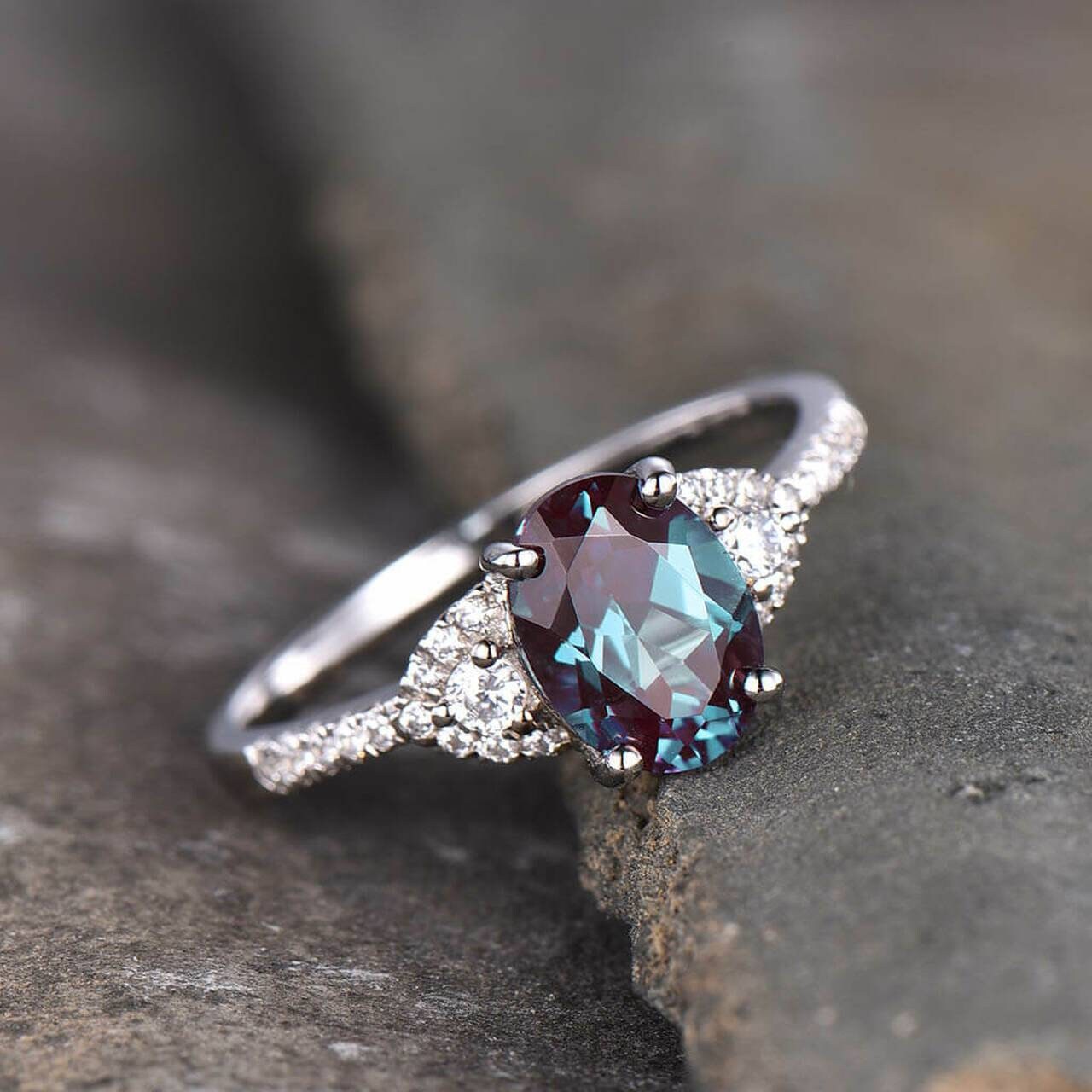 Lab created alexandrite ring 925 Sterling Silver ring lab Etsy