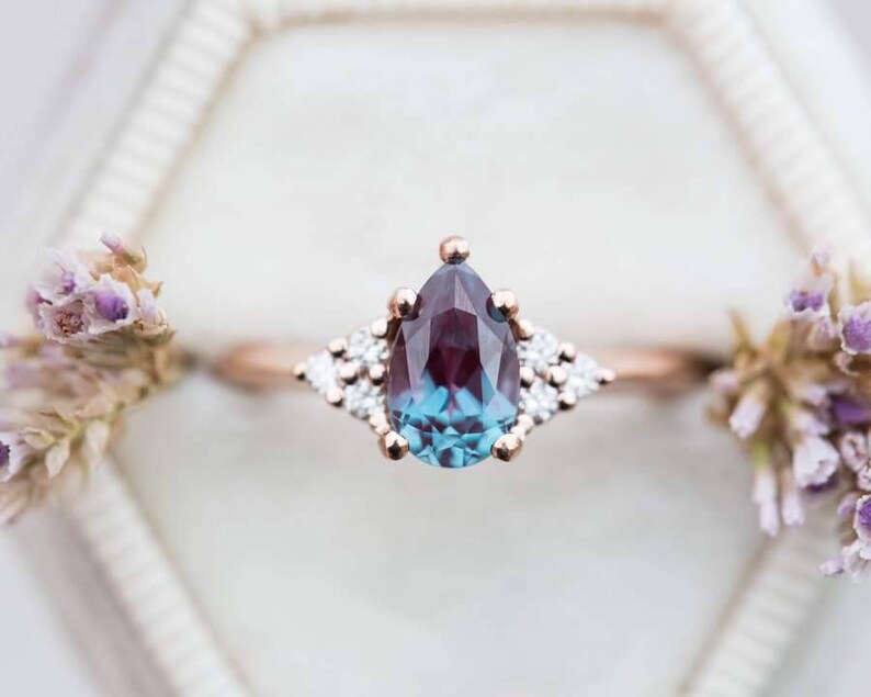 Lab Created Alexandrite Ring925 Sterling Silver Alexandrite Etsy