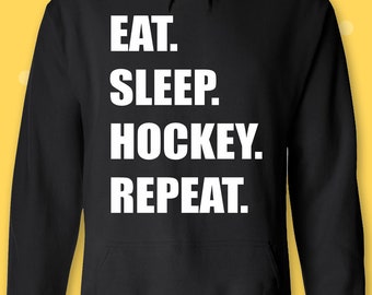 1Tee Kids Boys Eat Sleep Hockey Repeat T-Shirt