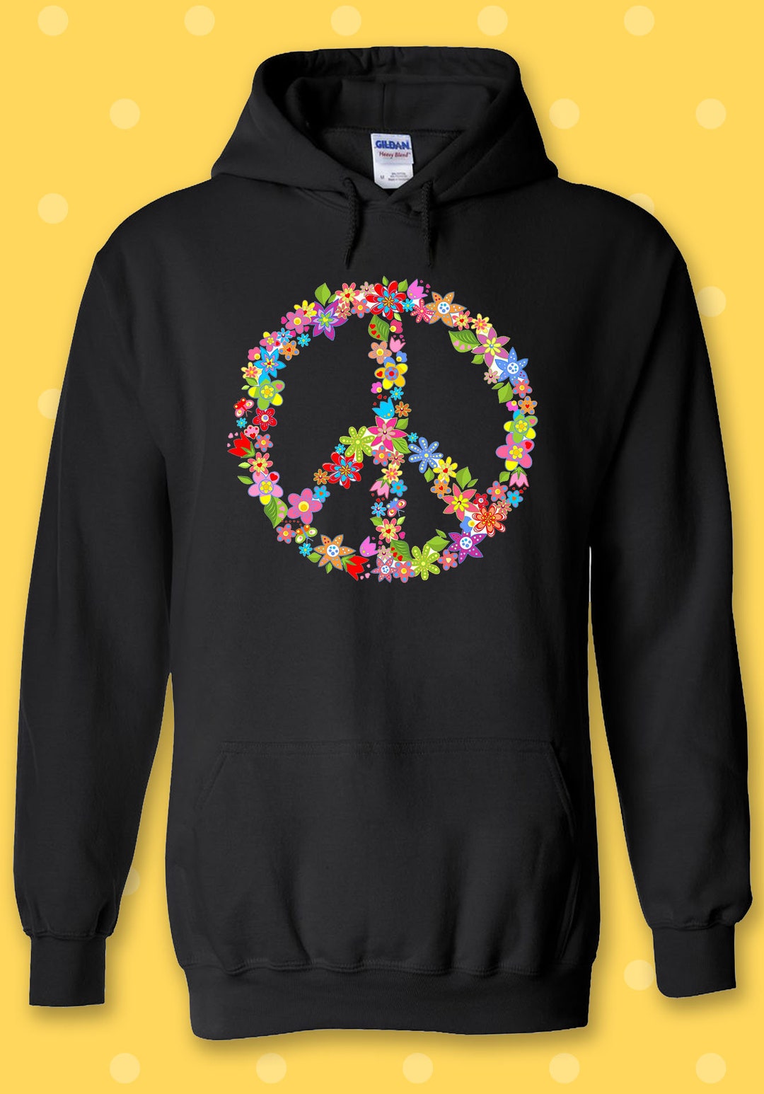 Peace Sign Flower Summer Cool Hipster Hoodie Sweatshirt - Etsy UK