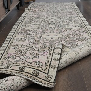 Vintage Turkish Runner Rug: Faded Pink Beige Hallway Rug (2&#39;9x12&#39;2 ft)