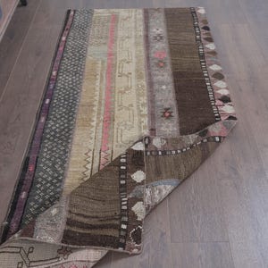 Hallway Runner Rug 2'9x6'9 ft, Vintage Style Turkish Runner, Patchwork Brown Beige Rug, Modern Kitchen Runner, Narrow Area Rug