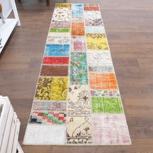 3x8 MINIMALIST, TURKISH RUNNER Rug, Decor, Handmade Rug, Patchwork Rug, Colorful Rug, Shabby Decor, Oushak Rug, Kitchen Runner, Vintage Rug
