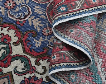 Oversized Large Oushak Turkish Rug: Vintage Colorful Distressed Palace Decor 9.4x12.8 ft