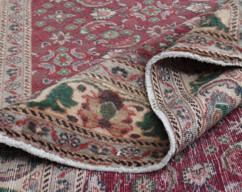 Vintage Turkish Oushak Wool Rug: 5'1x7'6 Floral Green Handmade Area Rug