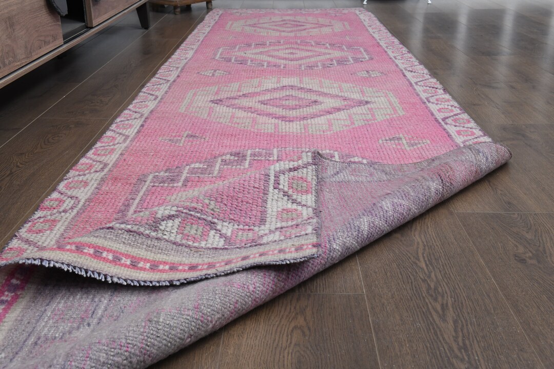 3x11'3 Ft, TURKISH RUNNER RUG, Live Colors, Runner Pink Beige Runner