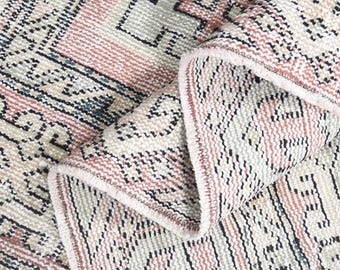 Hand-Knotted Wool Oushak Rug: 6'4x9'5 ft, Vintage Turkish Area Rug