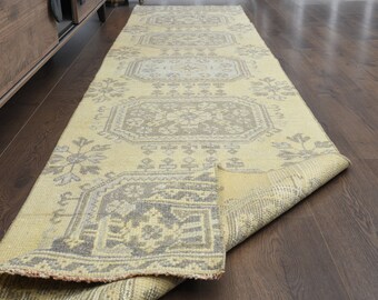 トルコ　ヴィンテージラグ　ランナーラグ　ブラウン系 60×160 ランナーラグ ウール分厚目 アーモンド柄 トルコヴィンテージ