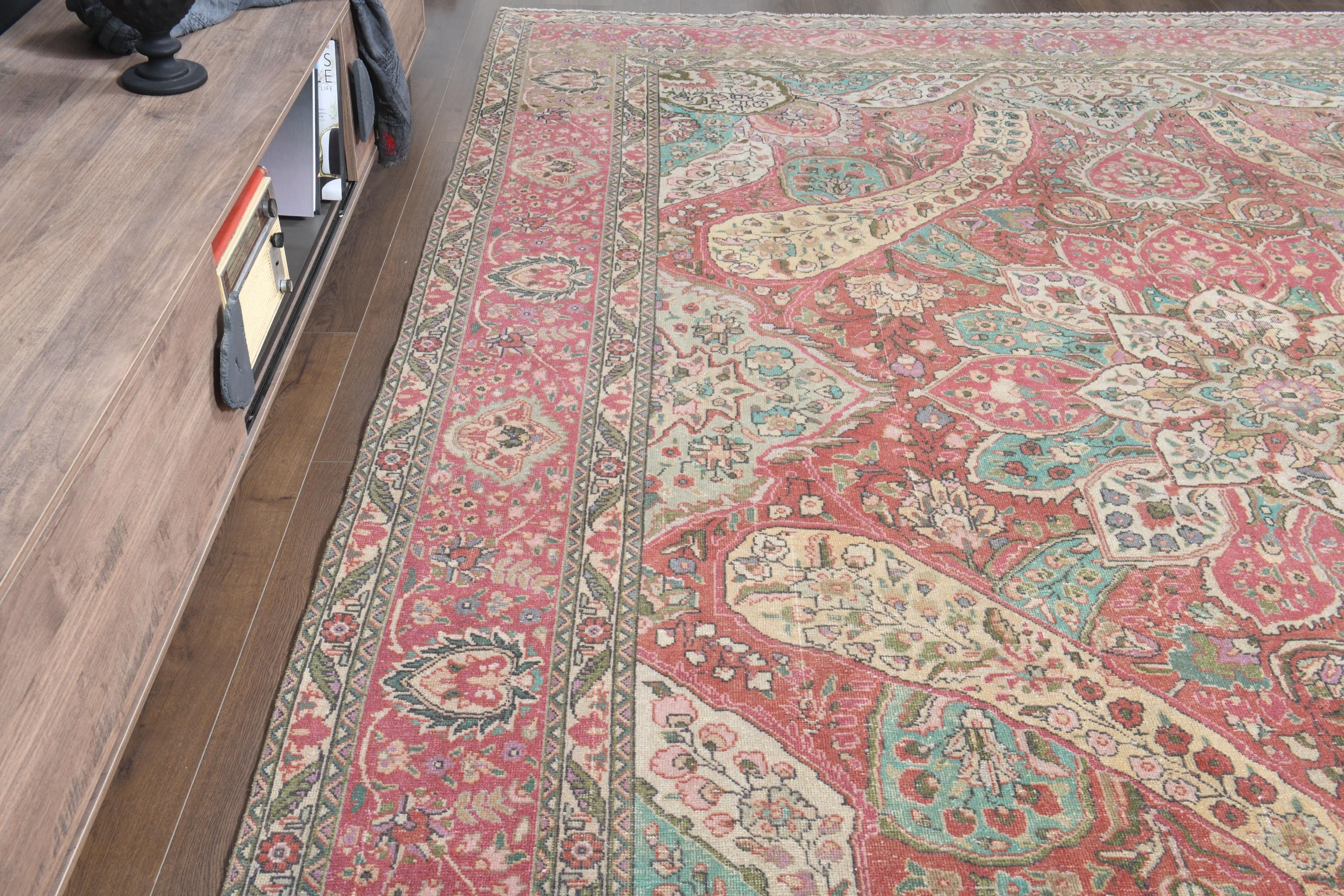 ヴィンテージオリエンタルデコ 希少なハンドメイドヴィンテージオリエンタルエリアラグ 花柄 ホーム