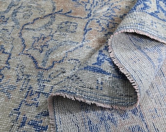 Distressed Orange Oushak Rug: 6.9x10.1 ft, Vintage Turkish Wool Rug
