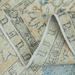 Oversize Blue Oushak Rug: 7x11 Vintage Turkish Handmade Rug