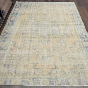 6x9 MINIMALIST, GREEN ORANGE, Shabby Rug, Rug 6x9, Turkish Rug, Oushak Rug, Handmade Rug, Minimalist Rugs, Washable Rug, Green Design Home
