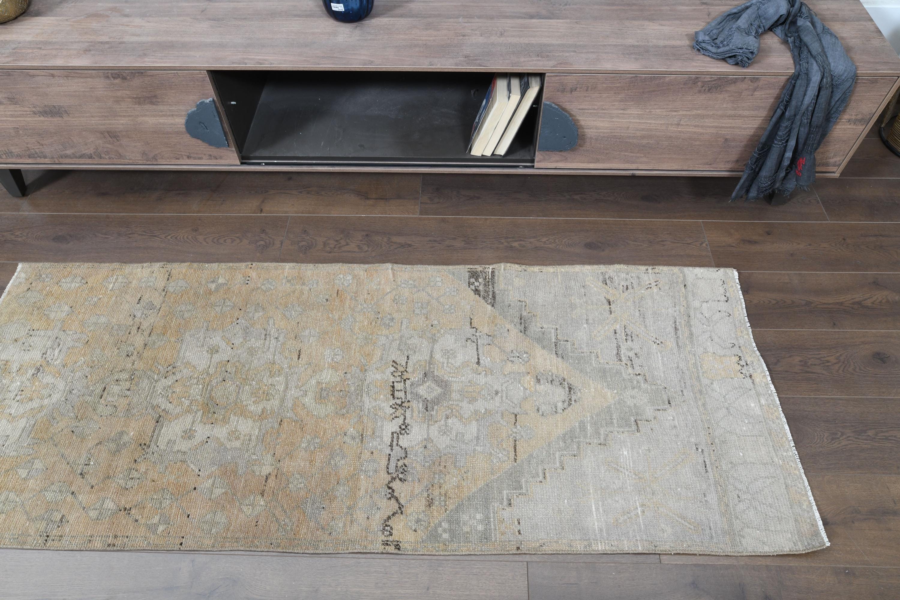 手作りトルコ製ランナーラグ：ヴィンテージシャビーボヘミアン風