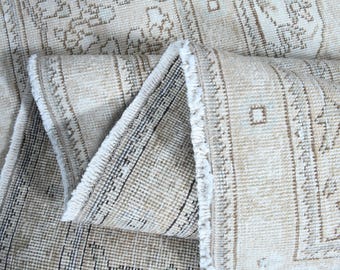 8x12 Vintage Turkish Oushak Rug, Beige Area Rug, Large Hand-knotted Wool Rug, Distressed Living Room Decor, Neutral Decor, Persian Style
