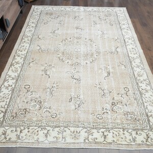 6&#39;6x10 ft, MINIMALIST DECOR, LIVING Room Rug 7x10, Vintage Turkish Rug, Beige Brown Rug, Bohemian Rug, Area Rug Oversize, Beige Area Rug