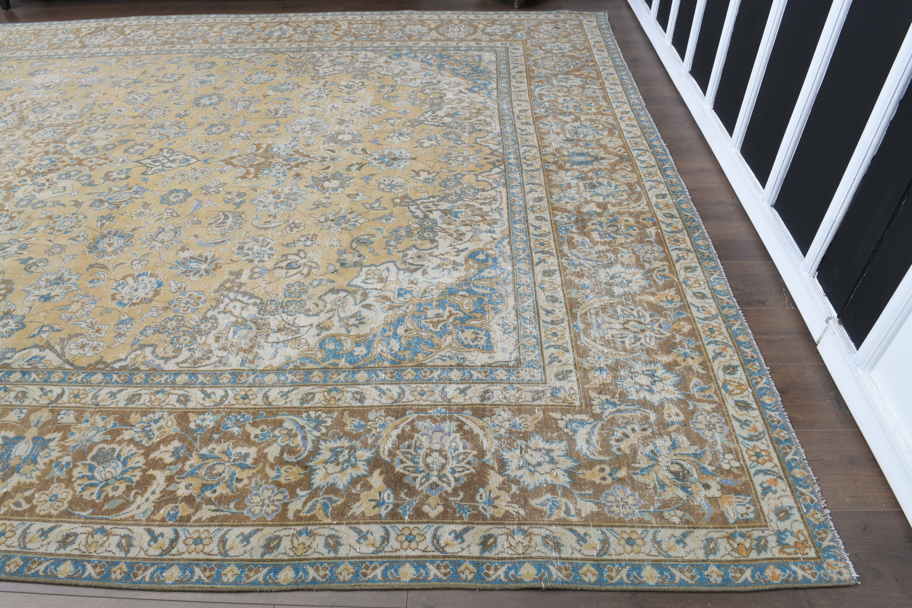 特大ヴィンテージトルコウシャクラグ：オレンジ、ブルー、ブラウン（9