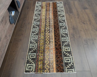 2&#39;3x5&#39;6 ft, BROWN TURKISH RUNNER, Handmade Rug, Wool Rug, Kitchen Runners, Tribal Rug, Colorful Rug, Livingroom Decor, Boho Decor, Wool Rug