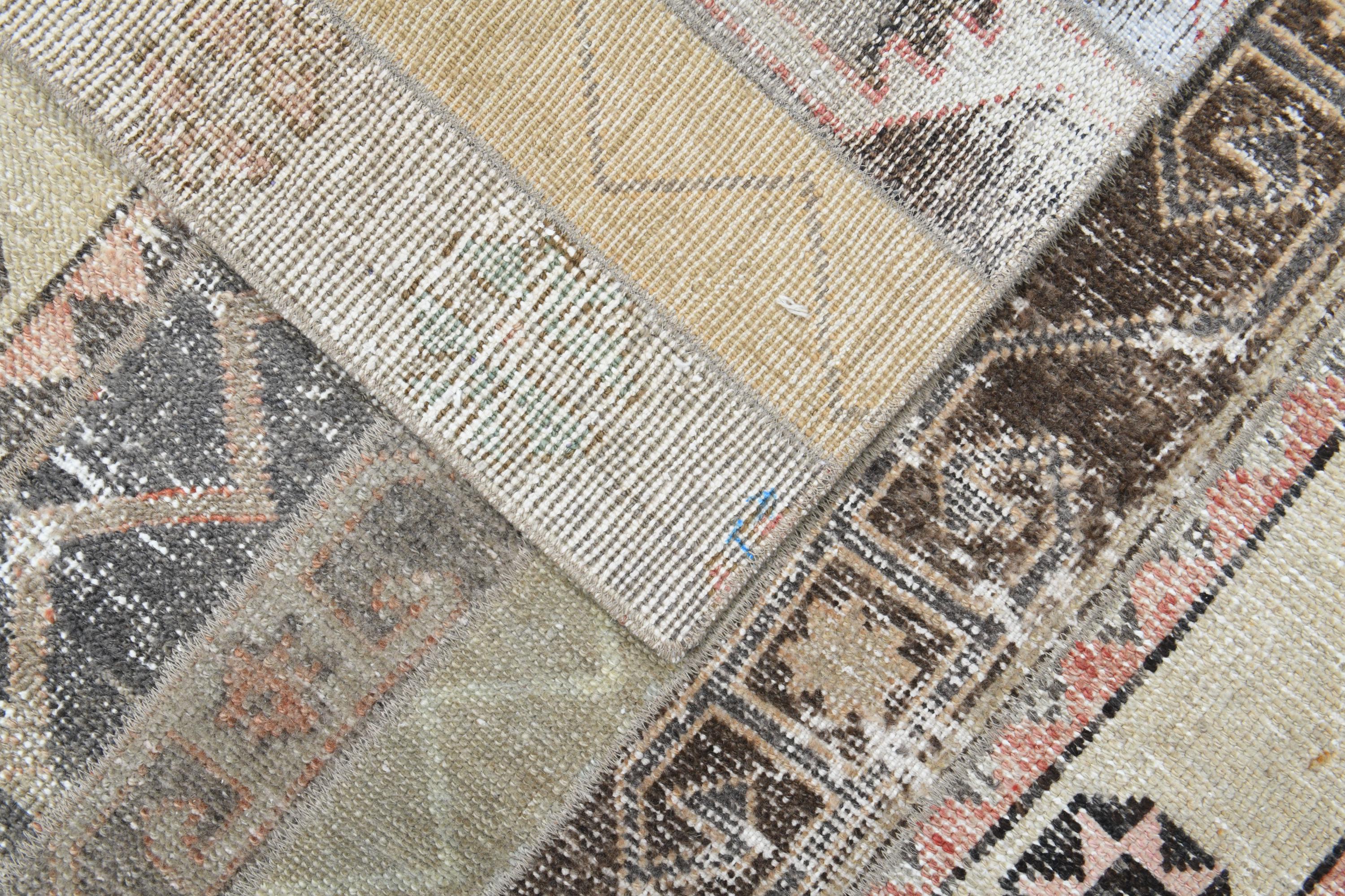 Handmade Turkish Patchwork Rug: Vintage Wool Farmhouse Rug (7'6x12