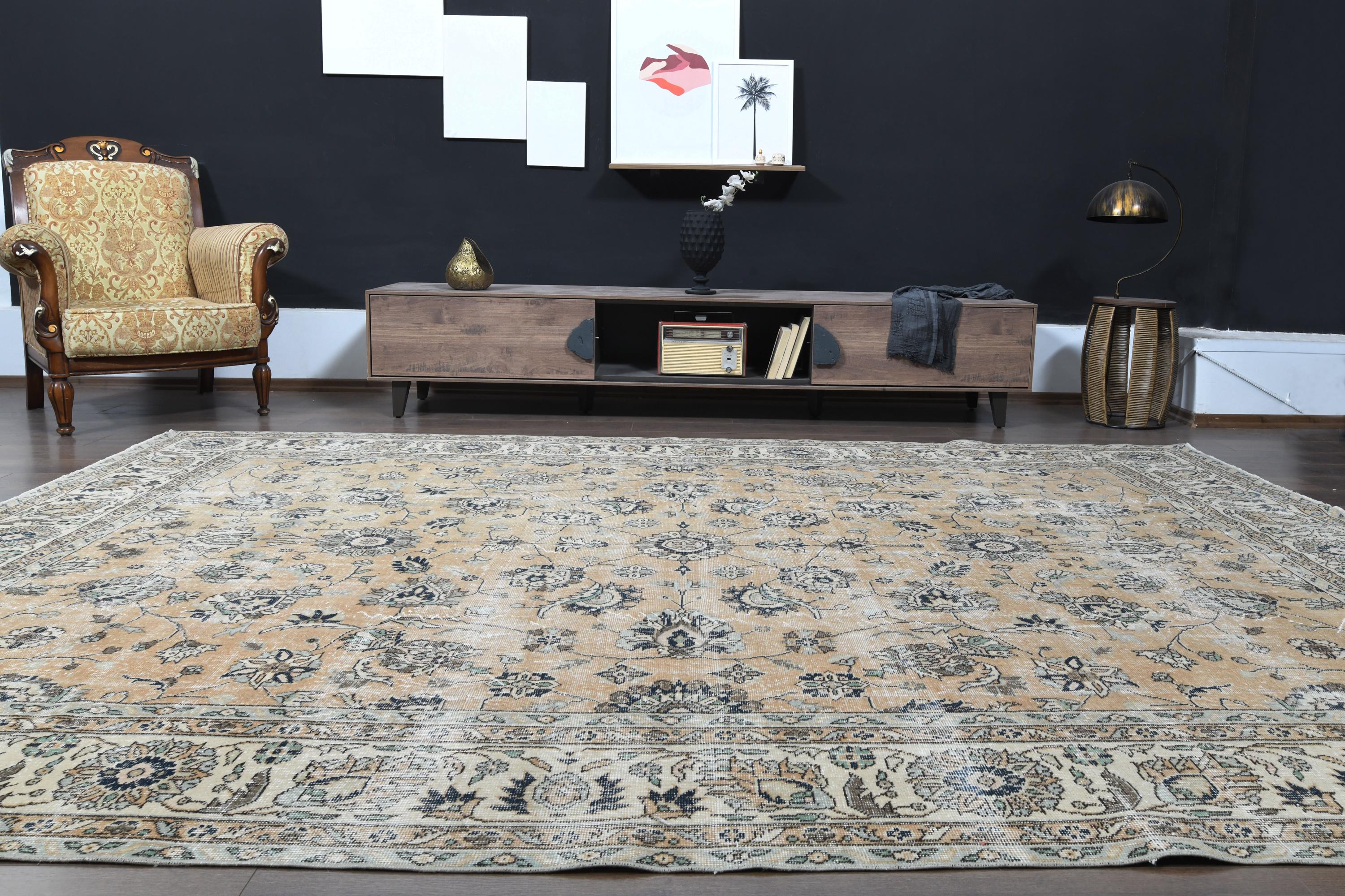 Vintage Turkish Area Rug 8.3x11.6 Ft: Hand-knotted Statement Decor