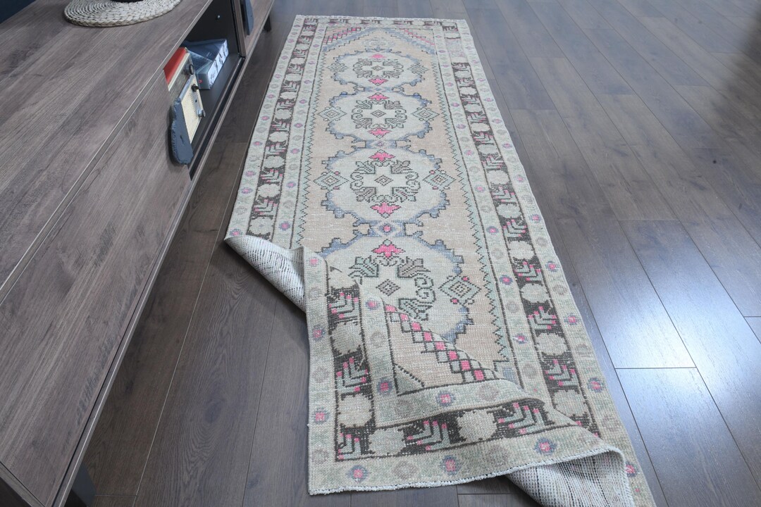 Vintage Turkish Runner Rug, 3x9 Hallway Rug, 3x9.1 Ft Four Medallion ...